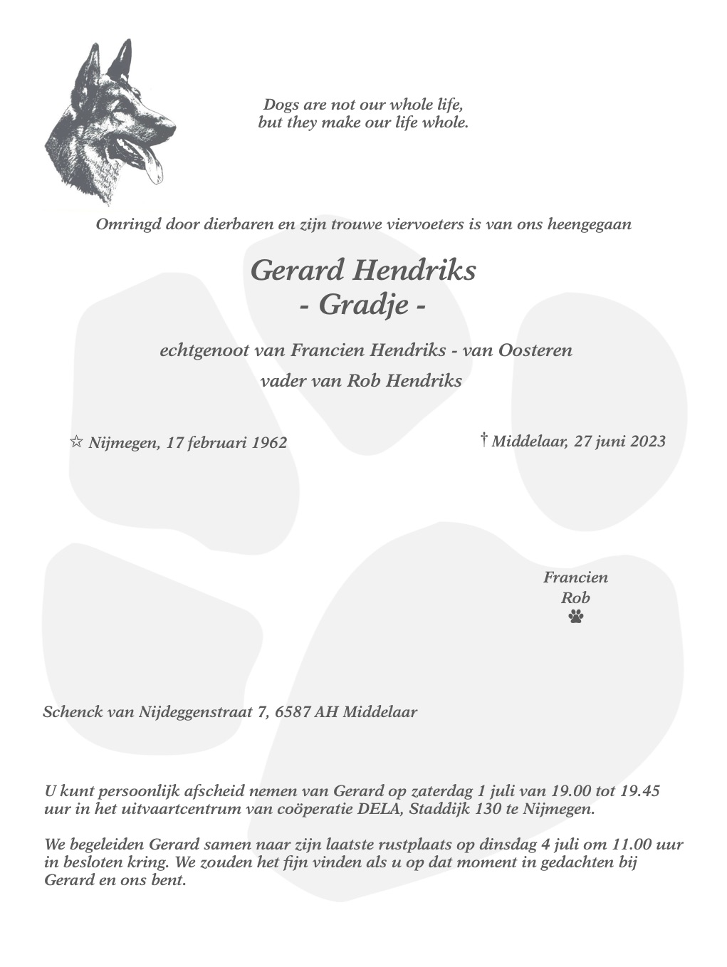 In Memoriam: Gerard Hendriks