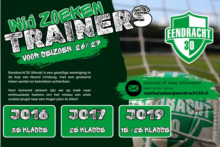 Vacature Trainers JO16, JO17 en JO19