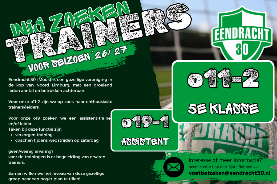 Vacatures Trainer/Leider o11-2
